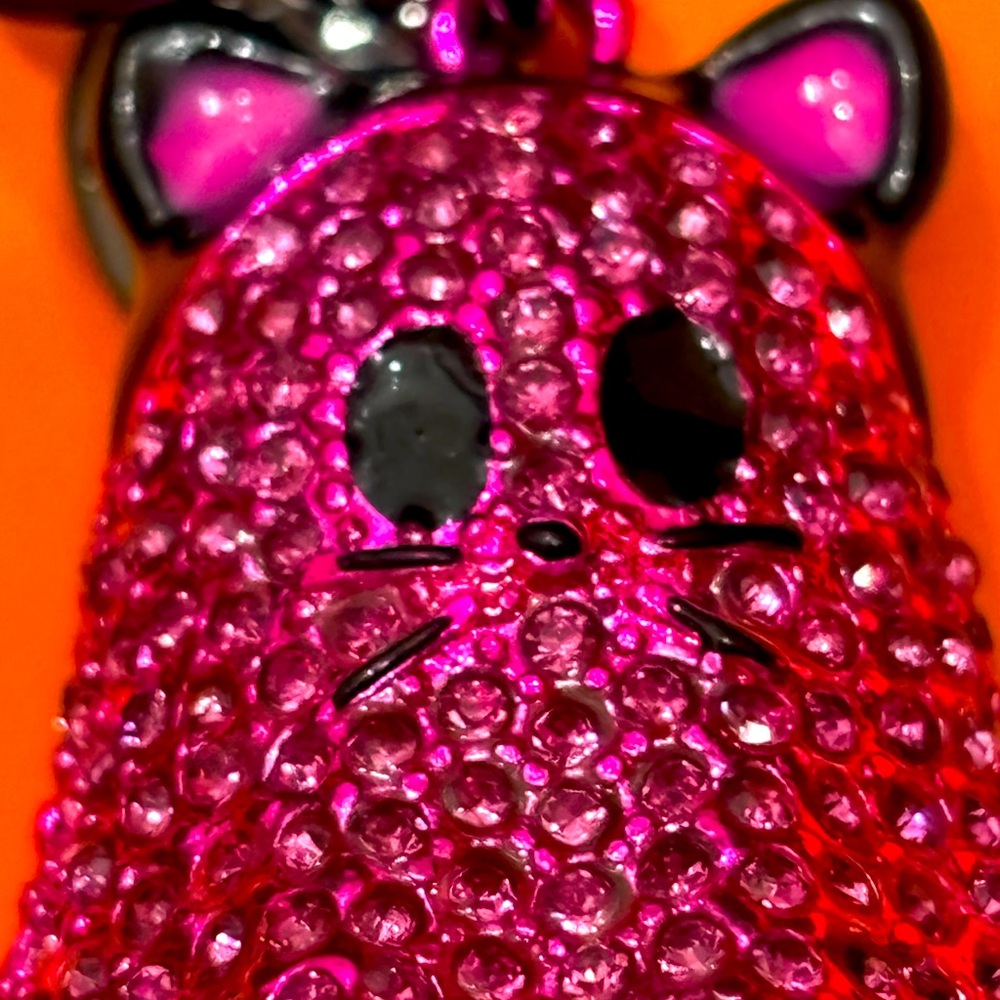 NIB Betsey Johnson sparkly pink ghost mouse (cat?) jellyfish Jewelry Charm - Picture 3 of 4